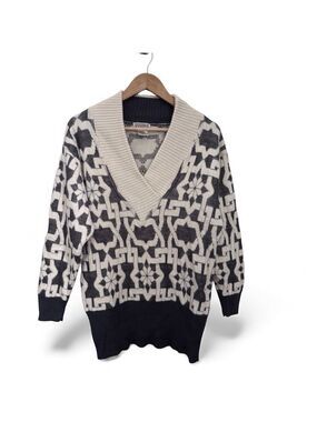 Vintage Wool Angora Nordic Shawl Collar Sweater Heritage House Snowflake Knit M